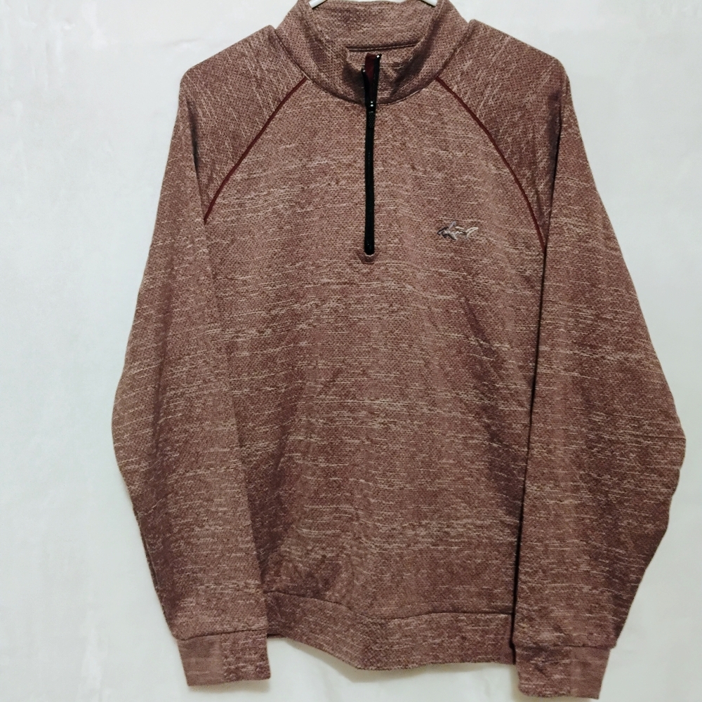 Greg Norman Mens Large Burgundy Heathered 1/4 Zip Pullover Golf Sweater L B